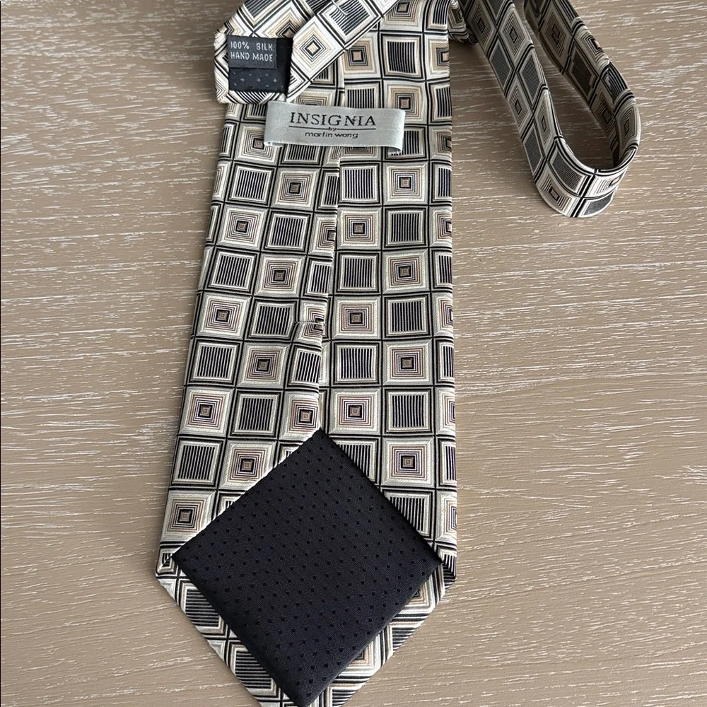 INSIGNIA Geometric Patterned Tie  By Martin Wong- Black, Gray, Cream